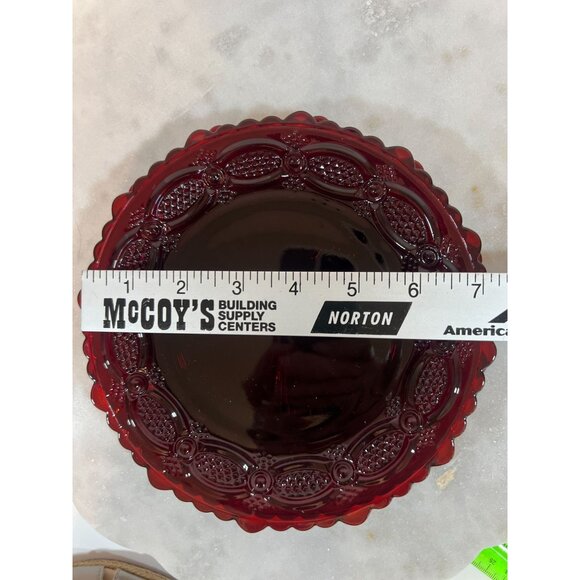 Vtg Avon Ruby Red 7.5" Glass Plates Cape Cod 1876 Collection Set Of 2 Christmas - Picture 4 of 4